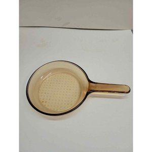 Corning Ware Visions 7 Inch Waffle Bottom Fry Pan Skillet Amber Vintage France